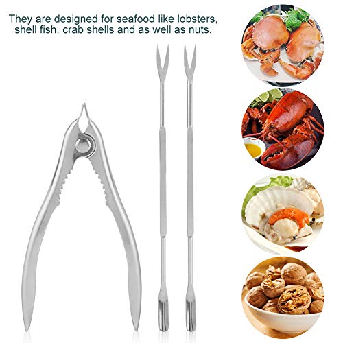 Lobster Crackers and Picks Set, Stainless Steel Lobster Crab Cracker Shell Claw Seafood Forks Nuts Opener Kitchen Gadgets