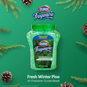 Clorox Fraganzia Air Freshener Beads in Fresh Winter Pine Scent, 12 oz Jar | Gel Beads Air Freshening Scent Beads | Car Air Freshener for Car, Home, or Car