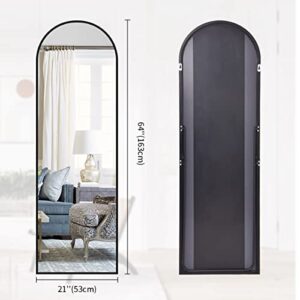 BEAUTYPEAK 64"x21" Arch Floor Mirror, Full Length Mirror Wall Mirror Hanging or Leaning Arched-Top Full Body Mirror with Stand for Bedroom, Dressing Room, Black