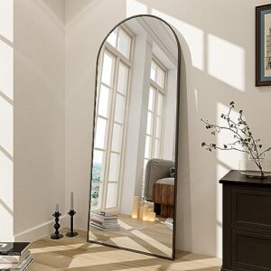 BEAUTYPEAK 64"x21" Arch Floor Mirror, Full Length Mirror Wall Mirror Hanging or Leaning Arched-Top Full Body Mirror with Stand for Bedroom, Dressing Room, Black