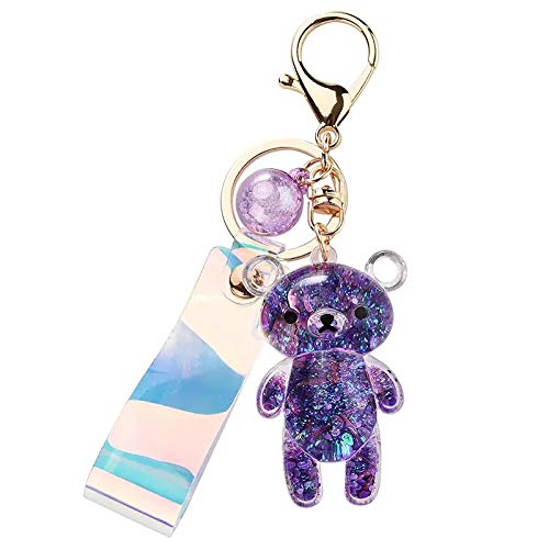 Liquid Teddy Bear Keychain (Purple)