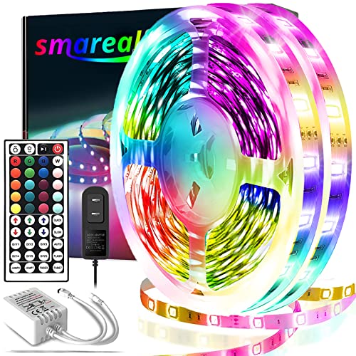 smareal Led Lights for Bedroom 130ft (2 Rolls of 65ft),Led Lights Color Changing Led Strip Lights with App Control, Led Light Strips for Room, Kitchen, Home Decoration