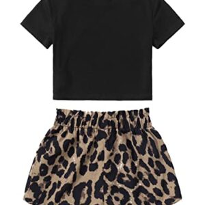 SOLY HUX Girl's Summer 2 Piece Outfits Short Sleeve Crop Top and Cute Print Shorts Sets Cute Clothing Set Black 8Y