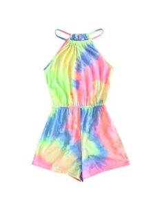 soly hux girl's casual summer halter romper sleeveless jumpsuit multicoloured 8y