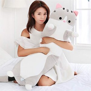 shangman Lovely Plush Cat Doll Cute Cartoon Soft Stuffed Kitten Long Throw Sleeping Pillow Toy Gift for Kids Girlfriend Multiple Size (Grey,70cm/27.5in)