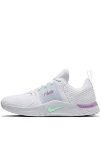 nike women's renew in season tr 10 shoe, white/green glow-violet shock, 8.5 m us