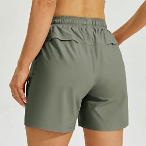 Willit Women's 5" Hiking Shorts Golf Athletic Outdoor Shorts Quick Dry Workout Summer Water Shorts with Pockets Sage Green M