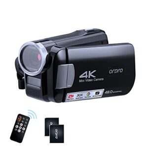 ordro 4k camcorder video camera ir night vision vlogging camera recorder full hd 1080p 60fps 3.0 inch ips touch screen youtube vlogging camcorder for beginners with 2 batteries