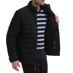 Calvin Klein Men's Lightweight Water Resistant Packable Down Puffer Jacket (Standard and Big & Tall), Black Stretch, Large