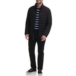 Calvin Klein Men's Lightweight Water Resistant Packable Down Puffer Jacket (Standard and Big & Tall), Black Stretch, Large