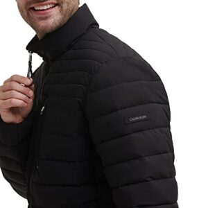 Calvin Klein Men's Lightweight Water Resistant Packable Down Puffer Jacket (Standard and Big & Tall), Black Stretch, Large