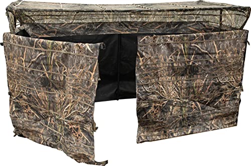 Drake Waterfowl Ghillie 4-Man Blind with No-Shadow Dual Action Top Mossy Oak Shadow Grass Habitat