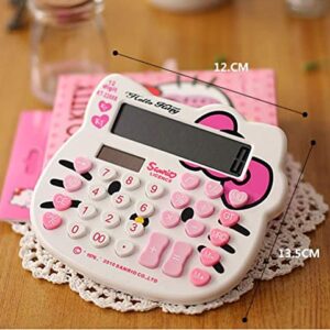 Hello Kitty Calculator Super Cute 12 Digit Calculator Girl and Woman Calculator Large LCD Display Dual Drive by Solar Energy and Battery for School Office Home (White)