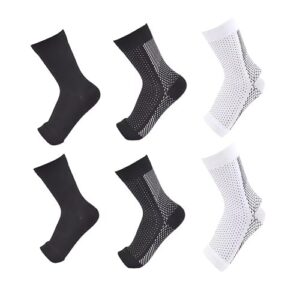hwojjha 6 pairs soother socks anti-fatigue compression foot sleeve brace sock - instant foot & ankle pain relief (set c, l/xl)