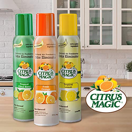 Citrus Magic Natural Odor Eliminating Air Freshener Fresh Orange, Pack of 3, 3-Ounces Each & Magic Pet Odor Absorbing Solid Air Freshener, Pack of 3, 8-Ounces Each