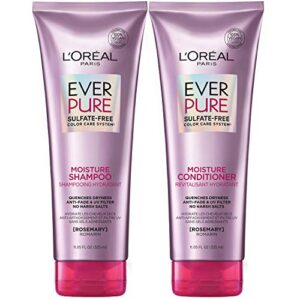 l'oreal paris everpure moisture sulfate free shampoo and conditioner with rosemary botanical, for dry hair, color treated hair, 1 kit