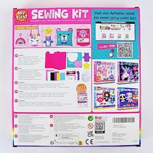 KRAFUN My First Sewing Kit for Beginner Kids Arts & Crafts, 6 Easy DIY Projects of Stuffed Animal Dolls and Plush Pillow Craft, Instructions & Felt, Gift for Girls, Boys, Learn to Sew, Embroidery