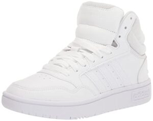 adidas women's hoops 3.0 mid basketball shoe, white/white/dash grey, 8