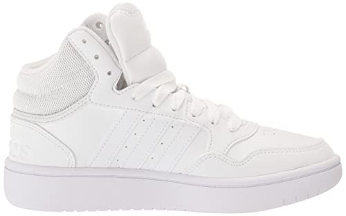 adidas Women's Hoops 3.0 Mid Basketball Shoe, White/White/Dash Grey, 8