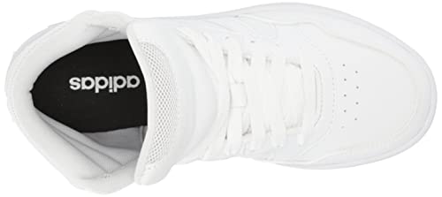 adidas Women's Hoops 3.0 Mid Basketball Shoe, White/White/Dash Grey, 8