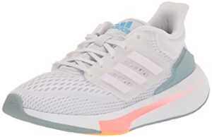 adidas women's eq21 running shoe, dash grey/almost pink/acid red, 6