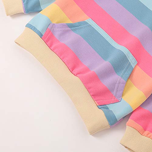 WELAKEN Rainbow Sweatshirts with Unicorn for Girls Toddler & Kids II Little Girl's Pullover Tops Cotton Hoodies 6-7 Years