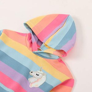 WELAKEN Rainbow Sweatshirts with Unicorn for Girls Toddler & Kids II Little Girl's Pullover Tops Cotton Hoodies 6-7 Years