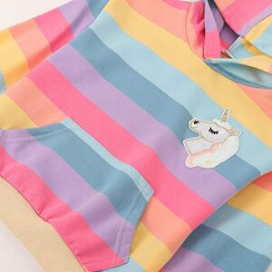 WELAKEN Rainbow Sweatshirts with Unicorn for Girls Toddler & Kids II Little Girl's Pullover Tops Cotton Hoodies 6-7 Years