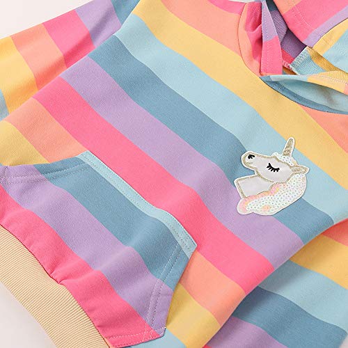 WELAKEN Rainbow Sweatshirts with Unicorn for Girls Toddler & Kids II Little Girl's Pullover Tops Cotton Hoodies 6-7 Years