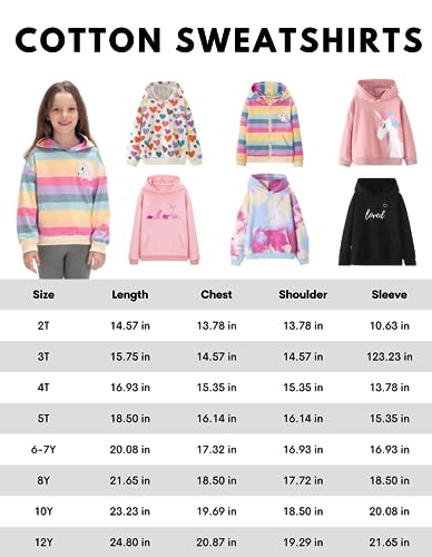 WELAKEN Rainbow Sweatshirts with Unicorn for Girls Toddler & Kids II Little Girl's Pullover Tops Cotton Hoodies 6-7 Years