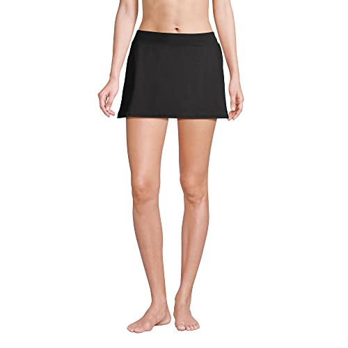 Lands' End Womens Chlorine Resistant Swim Skirt Swim Bottoms Black Long Torso 14