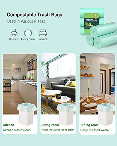 4-6 Gallon Small Trash Bags Compostable Trash Bags,AYOTEE 60 Count Ultra Strong Unscented Garbage Bags Mini Trash Bags Waste Basket Liners for Bathroom, Kitchen,Bedroom, Office, Pet, Car(Green)