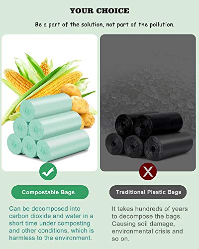 4-6 Gallon Small Trash Bags Compostable Trash Bags,AYOTEE 60 Count Ultra Strong Unscented Garbage Bags Mini Trash Bags Waste Basket Liners for Bathroom, Kitchen,Bedroom, Office, Pet, Car(Green)