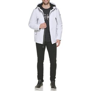 Calvin Klein Men's Sherpa Lined Hooded Soft Shell Jacket, White, X-Large