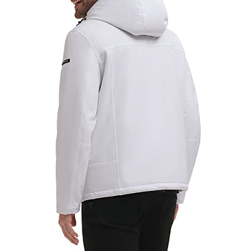 Calvin Klein Men's Sherpa Lined Hooded Soft Shell Jacket, White, X-Large