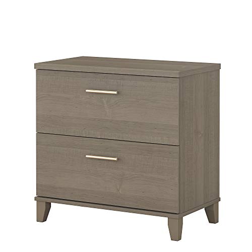 Bush Furniture Somerset 3 Position Sit to Stand L Shaped Desk, 72W, Ash Gray & Somerset 2 Drawer Lateral File Cabinet, Ash Gray