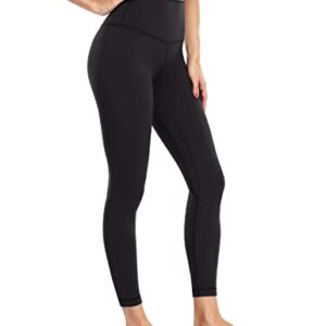 HeyNuts Essential 7/8 Leggings High Waisted Yoga Pants for Women, Buttery Soft Workout Pants Compression Leggings with Inner Pockets Black_25'' S(4/6)