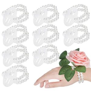 hicarer 24 pieces elastic pearl wrist bands corsage accessories wedding wrist diy faux flowers decor for wedding festival beach party