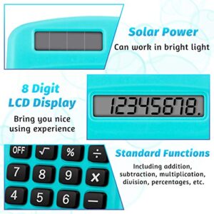 Pocket Size Calculator 8 Digit Display Basic Calculator Solar Battery Dual Power Mini Calculator for Desktop Home Office School Students Kids, 6 Colors (18 Pieces)