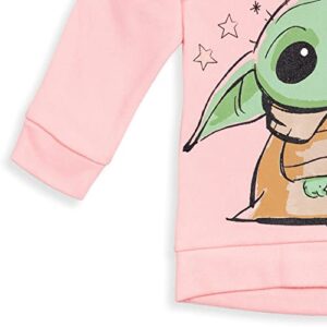 STAR WARS The Mandalorian The Child Little Girls Pullover Fleece Hoodie and Leggings Outfit Set Pink/Green 7-8