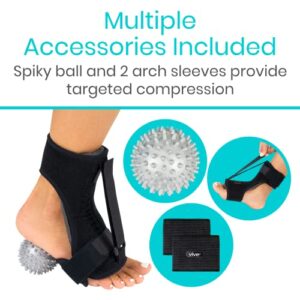 Vive Dorsal Night Splint - Support For Plantar Fasciitis, Achilles Tendonitis - Adjustable Ankle Brace - Massage Ball For Men And Women - Foot Orthotic Pads With Elastic For Arch, Heel Pain Relief