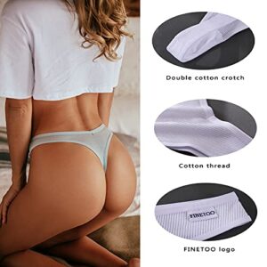 FINETOO 7 Pack Womens Thongs Underwear Cotton Breathable Low Rise Hipster Panties Sexy S-XL