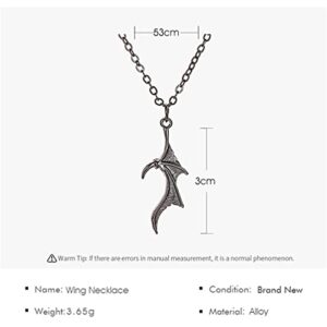 Demon Dragon Wing Love Heart Pendant Necklace Matching Charm Love Heart Feather Shaped Necklace Angel Devil Wings Rings Jewelry Set for Couple Family Friendship-set1