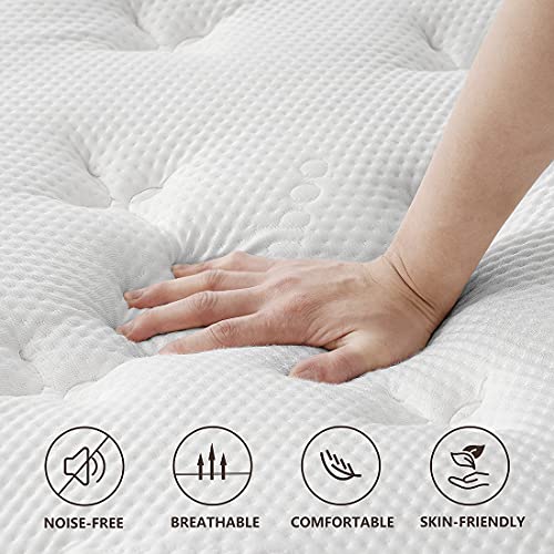 EASELAND King Size Mattress - 12 inch Bamboo Pillow Top Hybrid Mattress in a Box, Innerspring & CoolingGel Memory Foam Mattresses for Supportive & Pressure Relief, Medium Firm