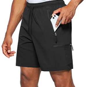 Viodia Men's Hiking Cargo Shorts Stretch Quick Dry Lightweight Workout Shorts for Men Casual Fishing Athletic Shorts with Pockets Black