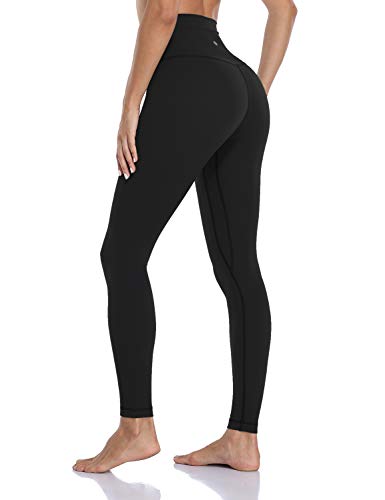 HeyNuts Essential High Waisted Yoga Leggings for Tall Women, Buttery Soft Full Length Workout Pants 28'' Black M(8/10)