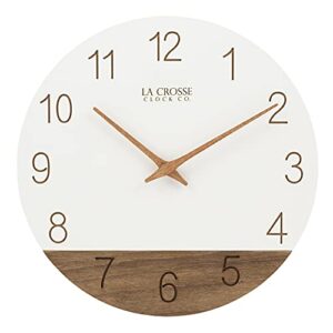 la crosse 404-3630b 12" sierra wood quartz analog wall clock, white
