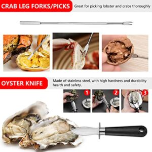 Seafood Tools Set Includes 4 Crab Crackers 6 Seafood Fork 6 Lobster Crackers 1 Seafood Scissors 1 Oyster Knife 1 Shrimp Cleaning Tool-Nutcracker Set（19 Piece ）