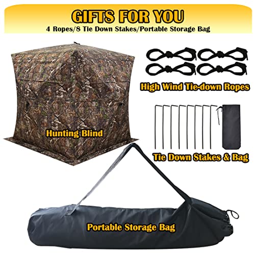 CROSS MARS Portable 2-3 Person 270 Degree See Through Hunting Blind Ground Camouflage Pop Up Hub Turkey Deer Blinds Tent