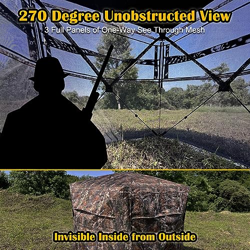 CROSS MARS Portable 2-3 Person 270 Degree See Through Hunting Blind Ground Camouflage Pop Up Hub Turkey Deer Blinds Tent